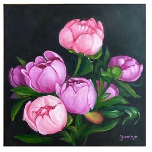 Alaska peonies Original oil painting Flowers art on canvas signed by the artist